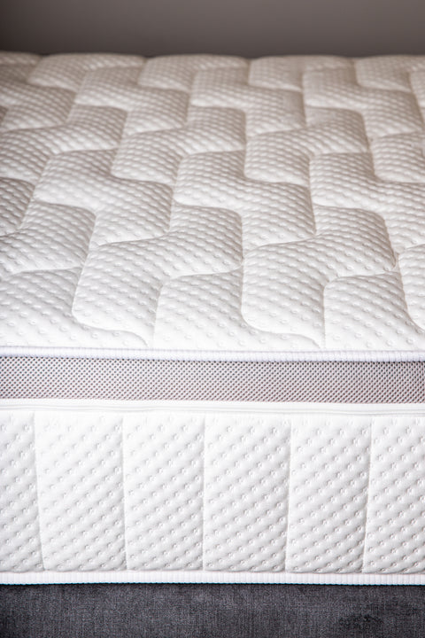 Blue single boxspring bed 140x210 cm