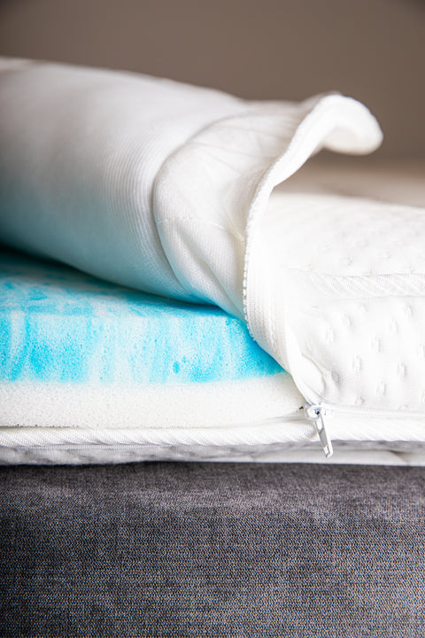 Fey boxspring bed topper with removable cover for easy washing