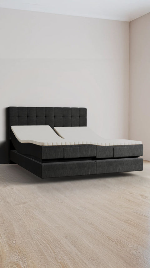 Anthracite double boxspring bed 180x210 cm