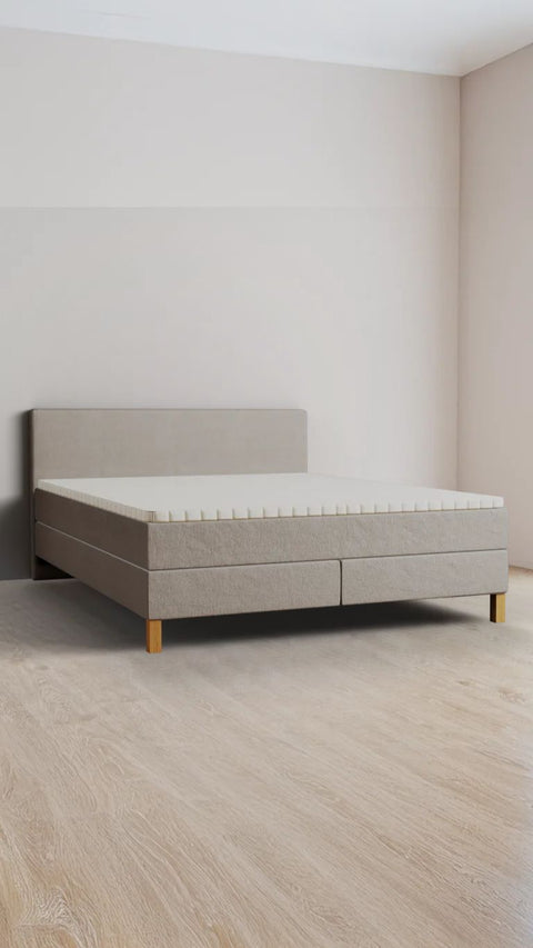 Taupe double boxspring bed 180x210 cm