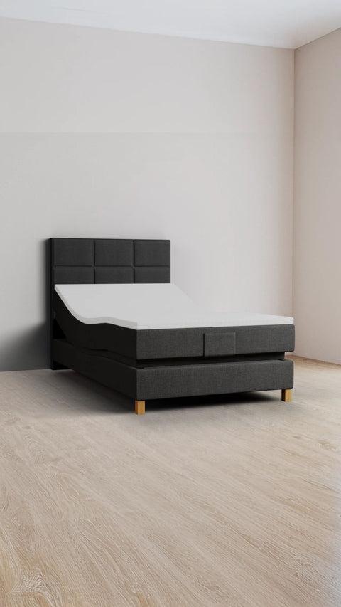 Anthracite single boxspring bed 90x200 cm