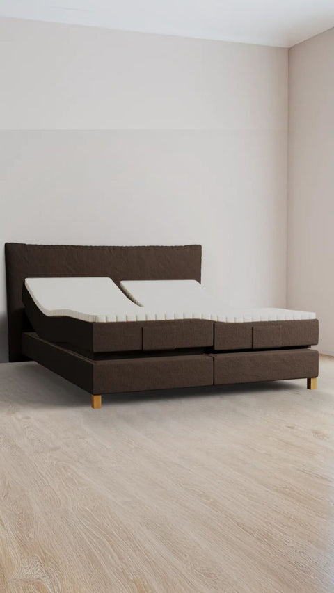 Brown double boxspring bed 180x210 cm