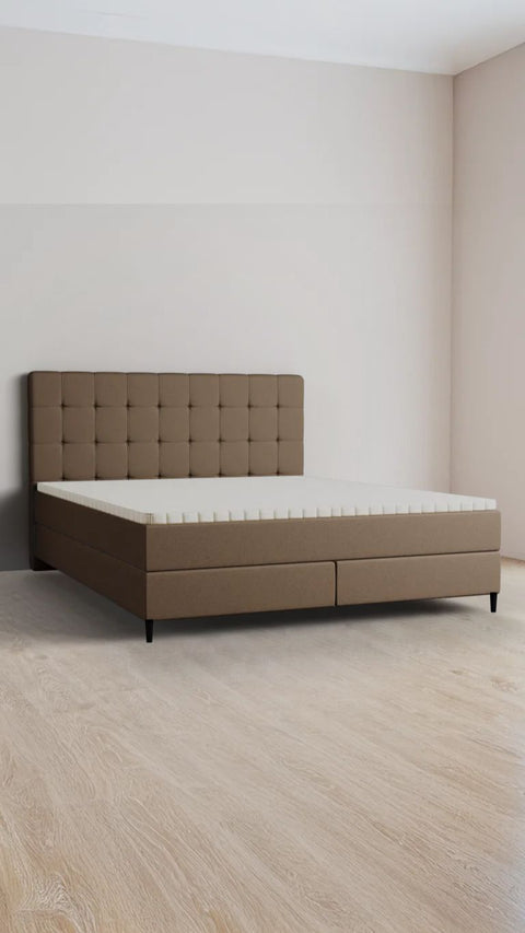 Brown double boxspring bed 200x210 cm