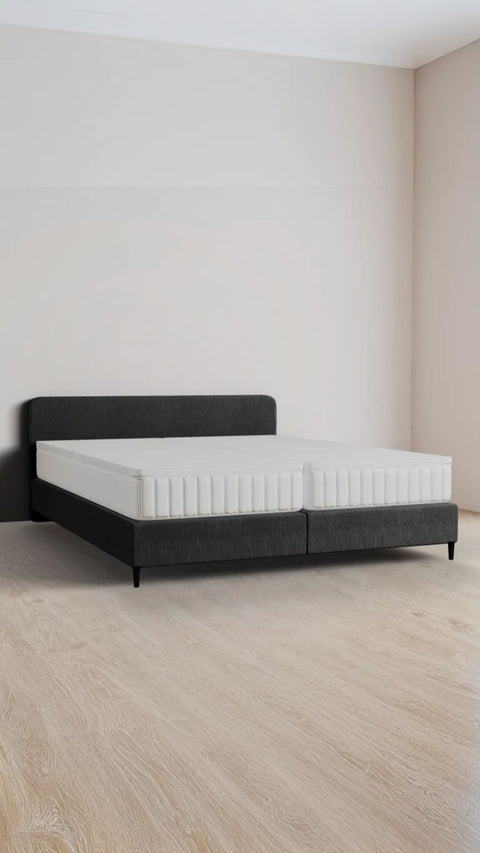 Anthracite double boxspring bed 200x220 cm