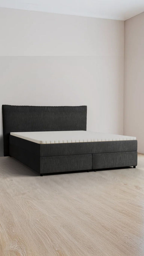 Anthracite double boxspring bed 180x220 cm
