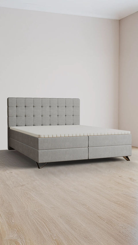 Beige double boxspring bed 200x200 cm