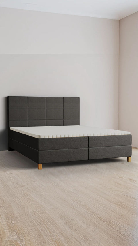 Anthracite double boxspring bed 200x200 cm