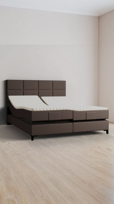 Brown double boxspring bed 180x200 cm