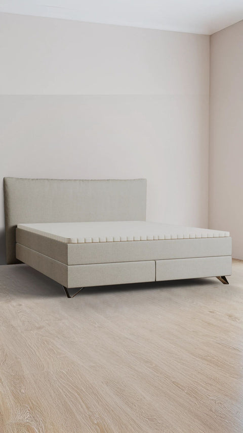 Beige double boxspring bed 160x200 cm