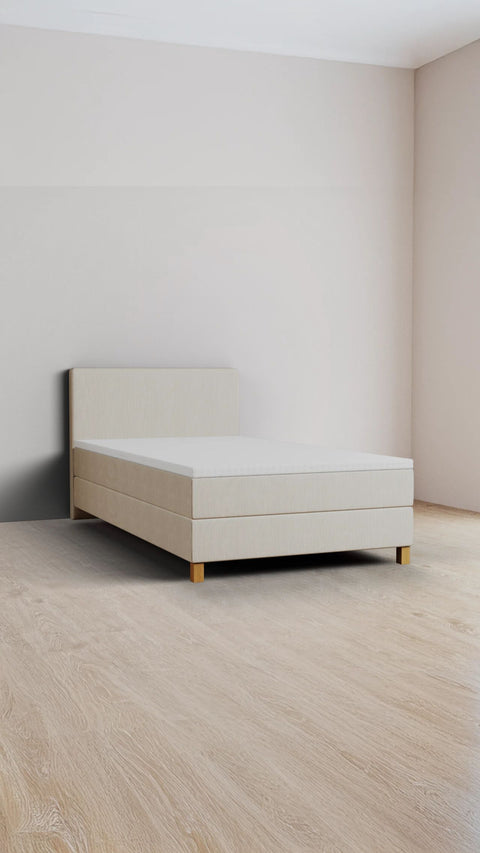 Beige single boxspring bed 120x200 cm
