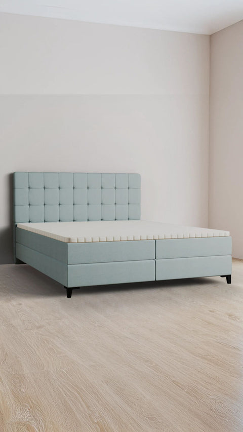 Blue double boxspring bed 200x200 cm