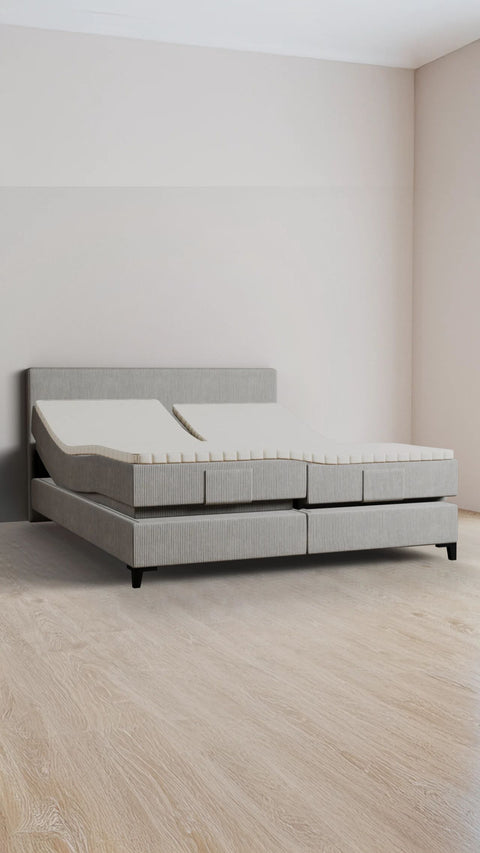 Light grey double boxspring bed 160x200 cm