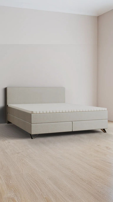 Taupe double boxspring bed 180x220 cm