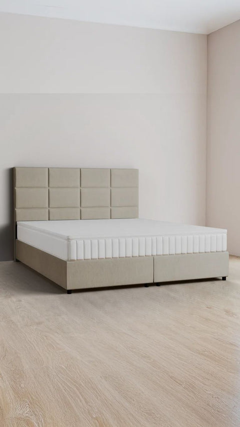 Beige double boxspring bed 180x220 cm