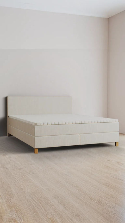Beige double boxspring bed 180x220 cm