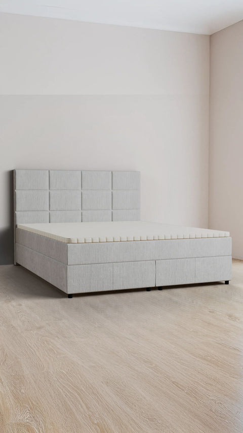 Beige double boxspring bed 180x200 cm