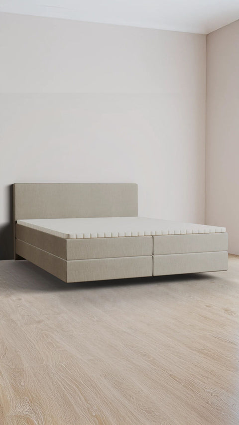 Beige double boxspring bed 200x200 cm