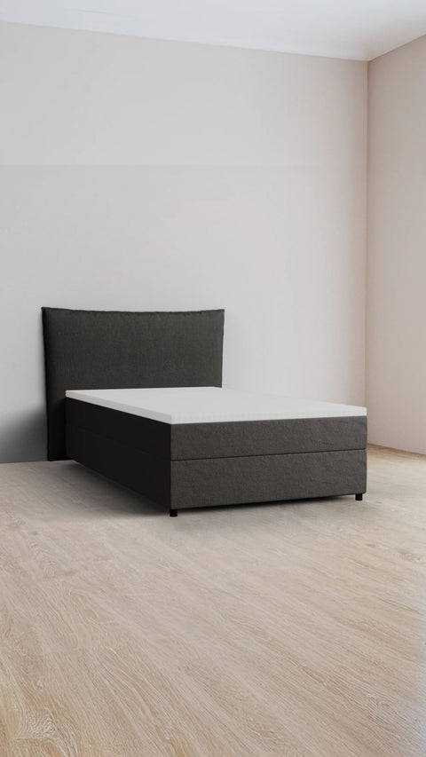 Grey single boxspring bed 120x220 cm