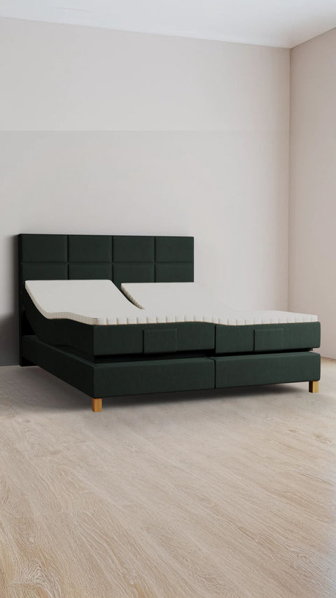 Green double boxspring bed 160x200 cm