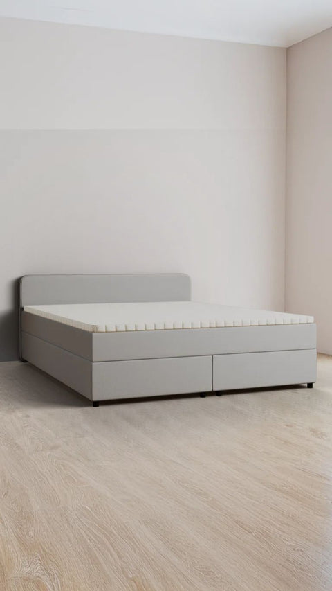 Light grey double boxspring bed 200x220 cm