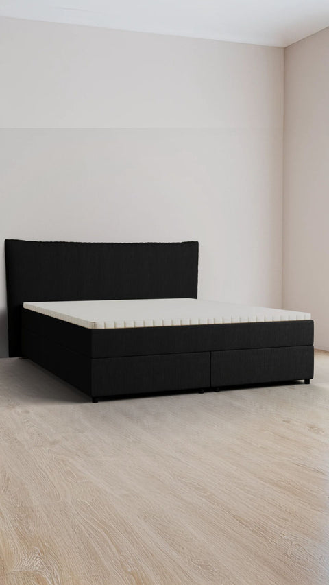 Black double boxspring bed 180x220 cm