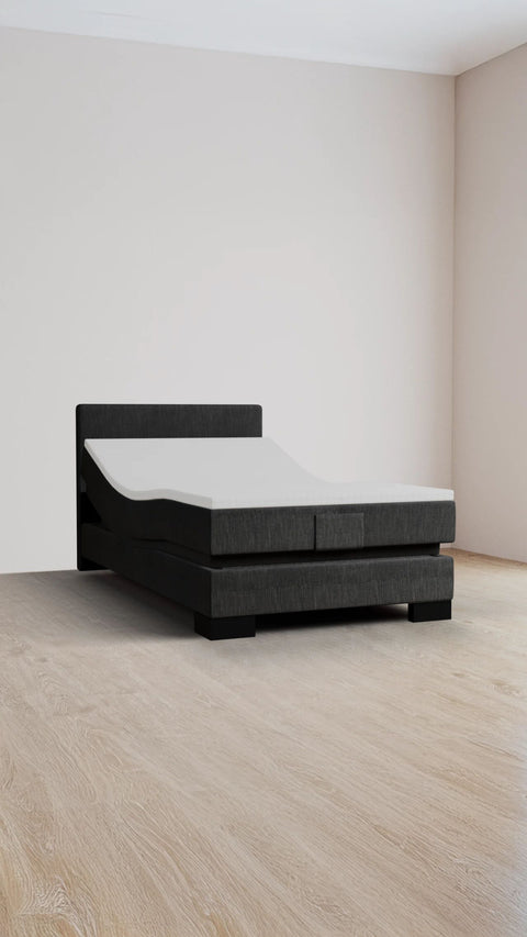 Anthracite single boxspring bed 140x200 cm
