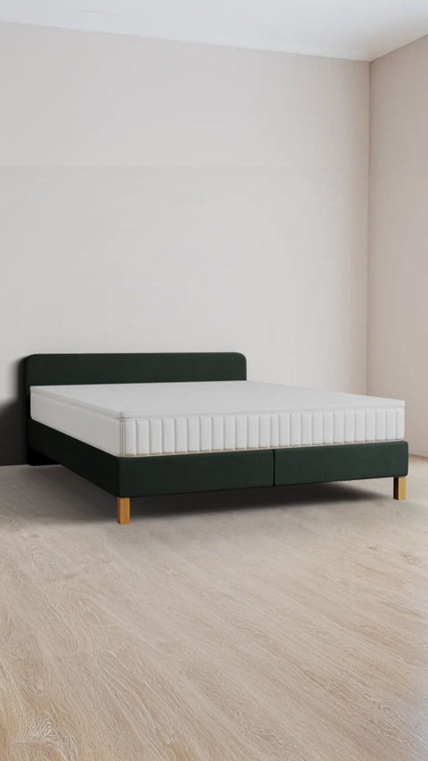 Green double boxspring bed 180x220 cm
