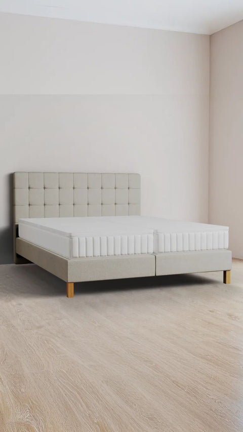 Beige double boxspring bed 200x220 cm