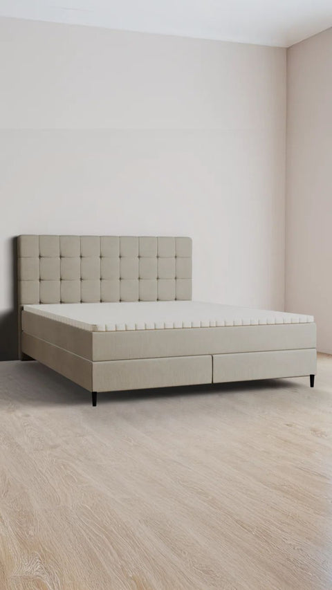 Taupe double boxspring bed 200x210 cm
