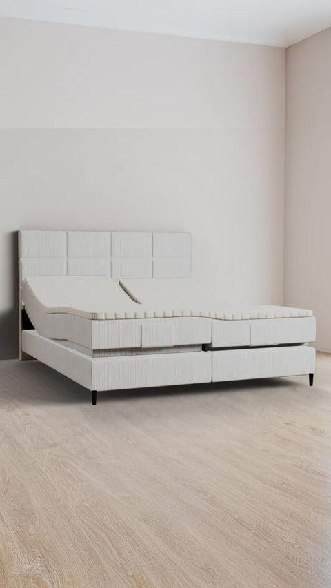 Beige double boxspring bed 180x220 cm