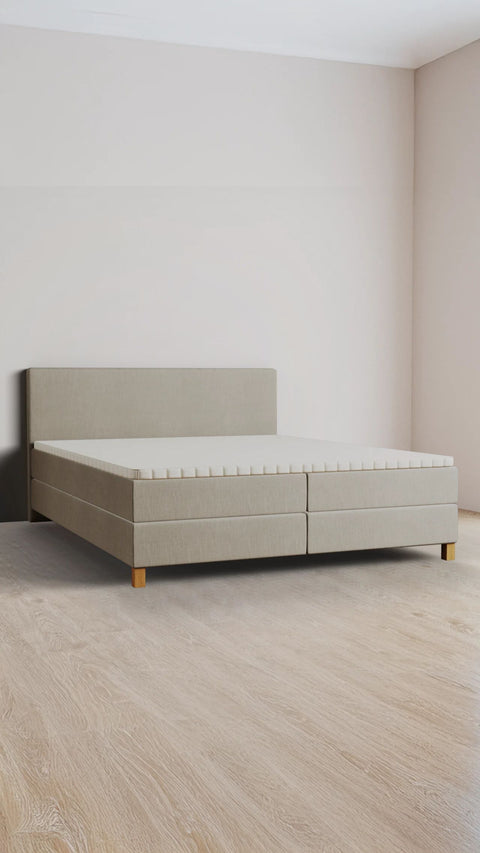 Beige double boxspring bed 180x200 cm